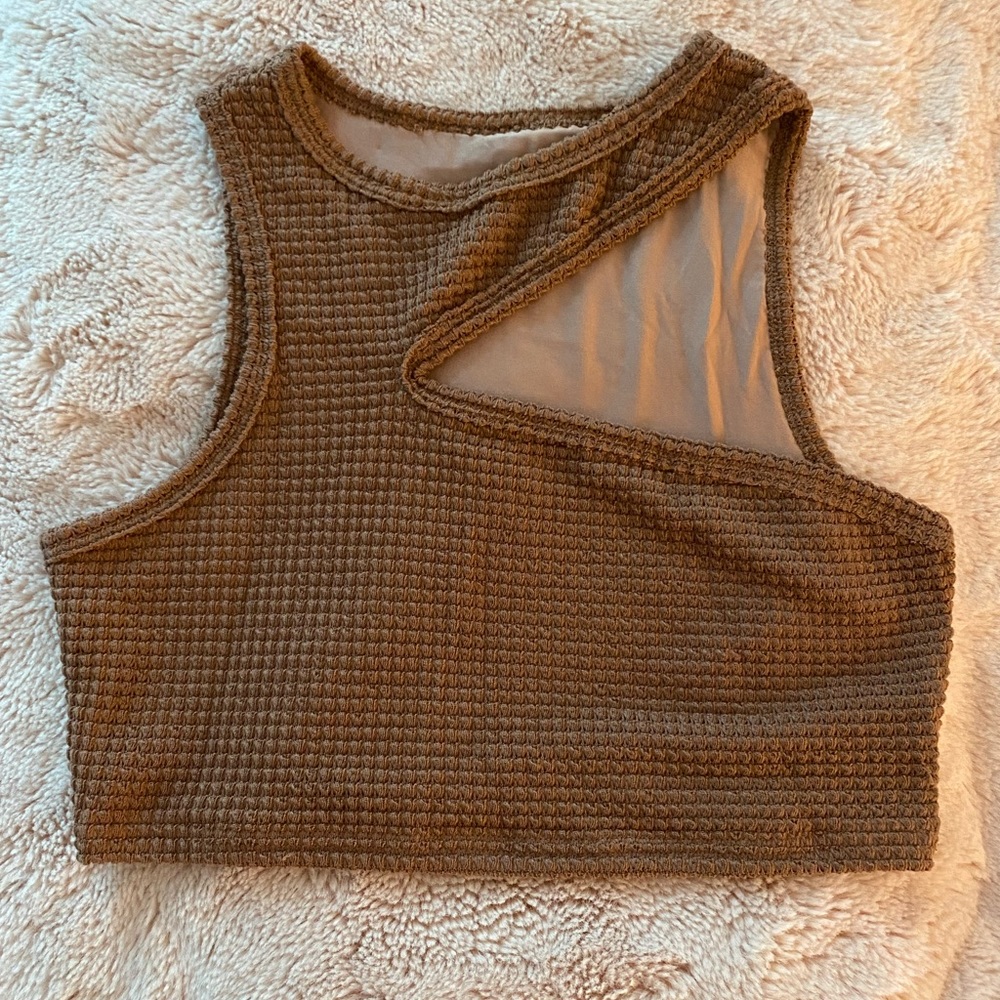 brown peek-a-boo crop top
